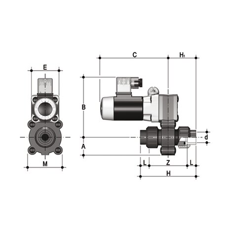 S12LV - 12V DC - true union 2-way solenoid valve