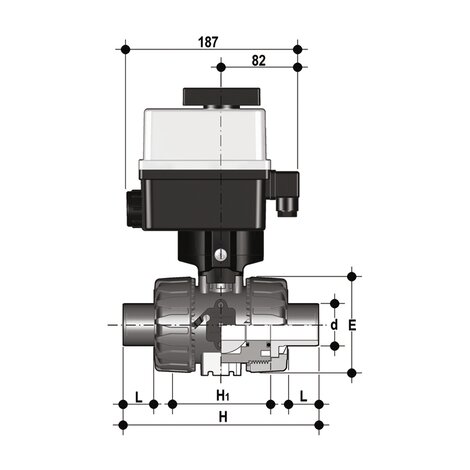 VKRBF/CE 24 V AC/DC 4-20 mA - electrically actuated DUAL BLOCK® regulating ball valve
