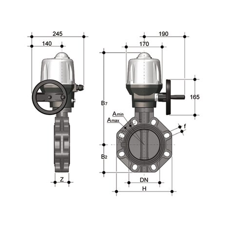 FEOV/CE 90-240V AC DN 200 - electrically actuated butterfly valve