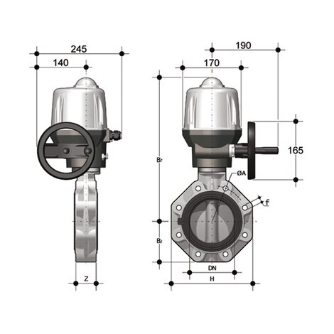 FKOC/CE 24V AC/DC LUG ANSI DN 125-200 - electrically actuated butterfly valve