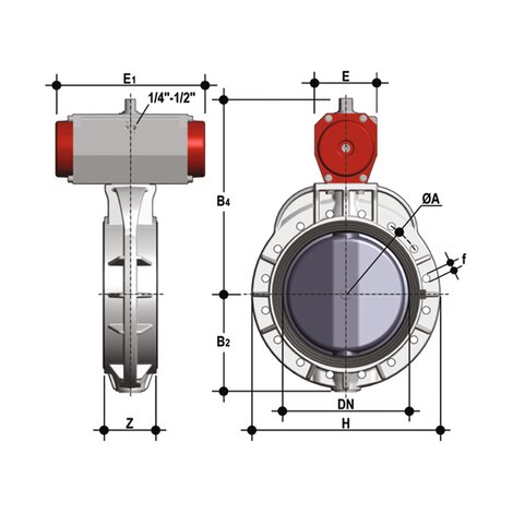 FKOM/CP NC DN 350-400 - pneumatically actuated butterfly valve