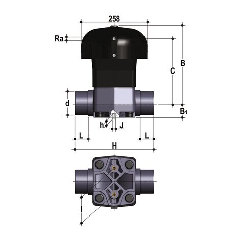 VMDC/CP DA - pneumatically actuated diaphragm valve DN 80:100