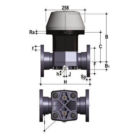 VMOC/CP NC - pneumatically actuated diaphragm valve DN 80:100
