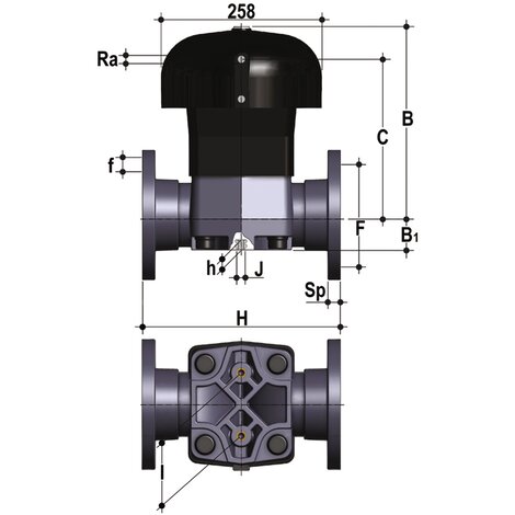 VMOC/CP DA - pneumatically actuated diaphragm valve DN 80:100