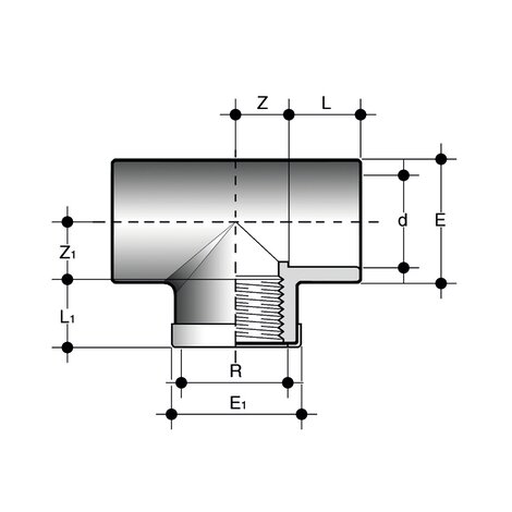 Disegno tecnico del raccordo raccordi di passaggio TIMV