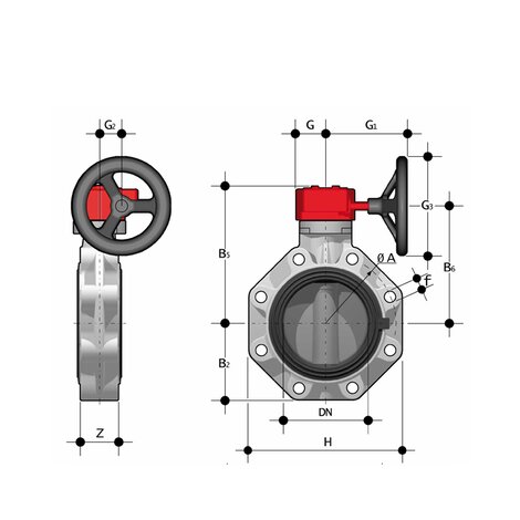 FKOF/RM /SF LUG ISO-DIN - Butterfly valve DN 40:400