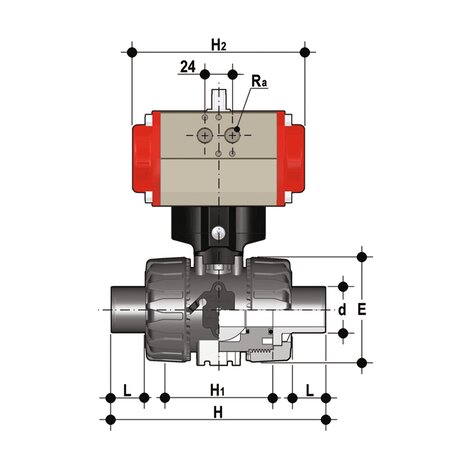 VKDOM/CP NO - pneumatically actuated DUAL BLOCK® 2-way ball valve