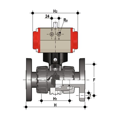 VKDOM/CP NO - pneumatically actuated DUAL BLOCK® 2-way ball valve