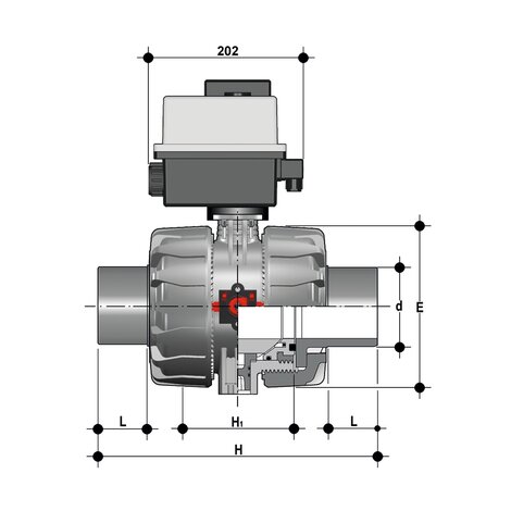 VKDDM/CE 90-240 V AC - electrically actuated DUAL BLOCK® 2-way ball valve