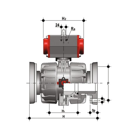 VKDOM/CP NC - pneumatically actuated DUAL BLOCK® 2-way ball valve