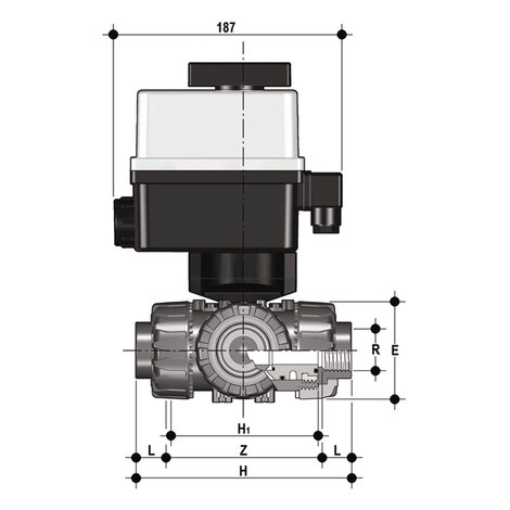 TKDFV/CE 24 V AC/DC - electrically actuated DUAL BLOCK® 3-way ball valve