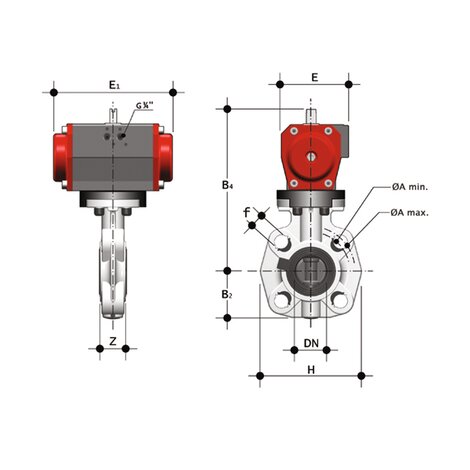 FKOM/CP DA DN 40-65 - pneumatically actuated butterfly valve