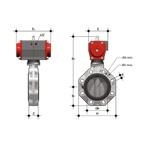 FKOM/CP DA DN 80-200 - pneumatically actuated butterfly valve