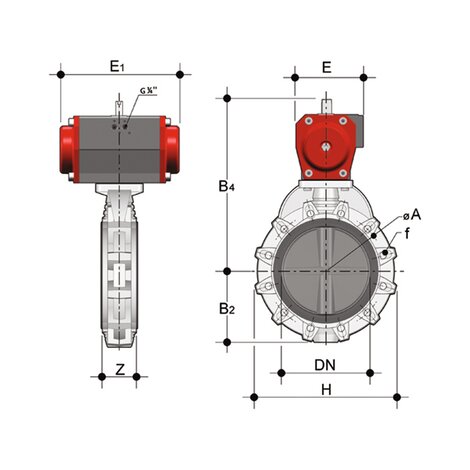 FKOM/CP NC LUG ANSI DN 250-300 -pneumatically actuated butterfly valve