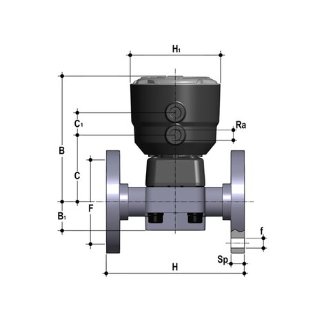 DKBOAC/CP NC - pneumatically actuated 2-way diaphragm valve PN6 for basic applications DN 15:65