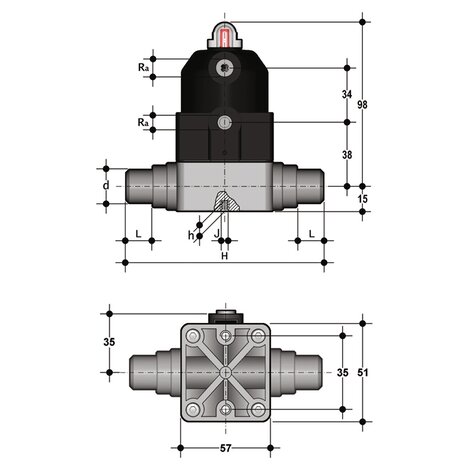 CMDM/CP DA - pneumatically actuated compact diaphragm valve DN 12:15