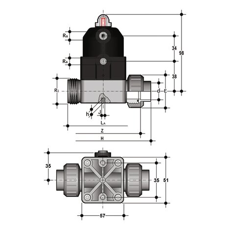 CMUIM/CP DA -  pneumatically actuated compact diaphragm valve DN 12:15