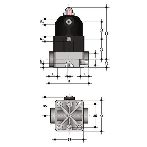 CMFF/CP NC - pneumatically actuated compact diaphragm valve DN 12:15