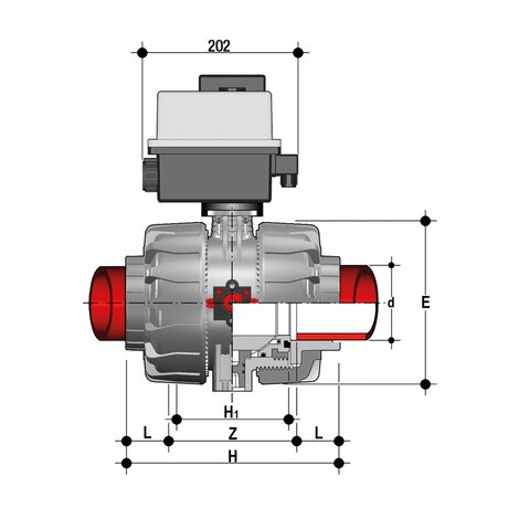 VKDIM/CE 24 V AC/DC - electrically actuated DUAL BLOCK® 2-way ball valve