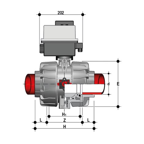 VKDIM/CE 90-240 V AC - electrically actuated DUAL BLOCK® 2-way ball valve