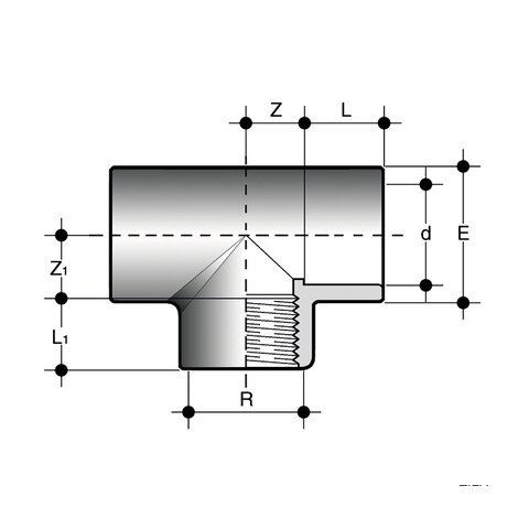 Disegno tecnico del raccordo raccordi di passaggio TIFV