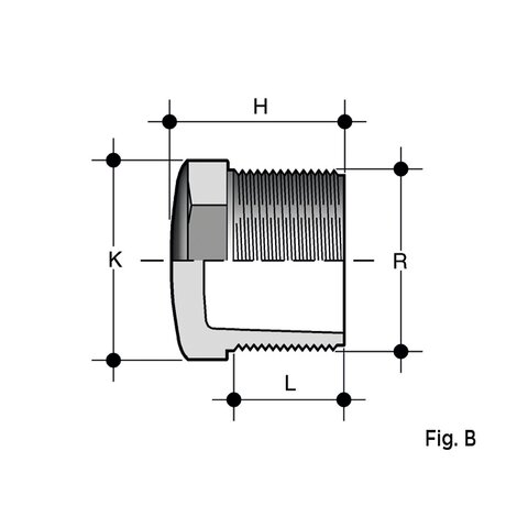 Disegno tecnico del tappo PFV (Fig. B)