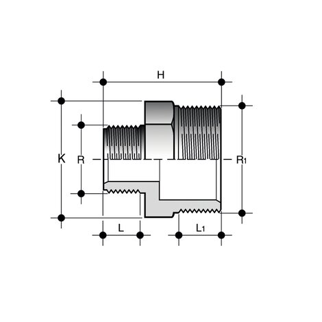 Disegno tecnico del nipplo NRFV