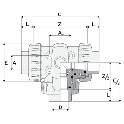 LKDAV - DUAL BLOCK® 3-way ball valve