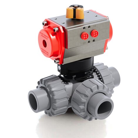 LKDAC/CP SA - pneumatically actuated DUAL BLOCK® 3-way ball valve