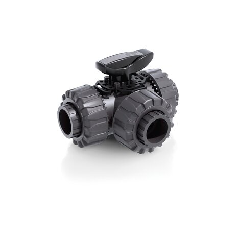 Render della valvola a sfera a 3 vie DUAL BLOCK® TKDIV - DN 10:50 in PVC-U