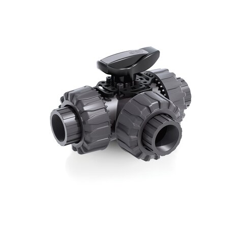 Render della valvola a sfera a 3 vie DUAL BLOCK® LKDGV - DN 10:50 in PVC-U