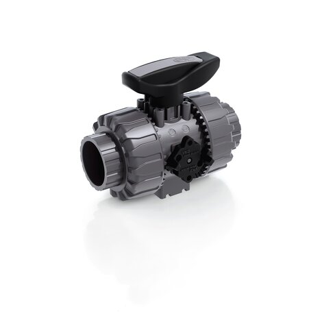 Render della valvola a sfera a 2 vie DUAL BLOCK® VKDIV - DN 10:50 in PVC-U