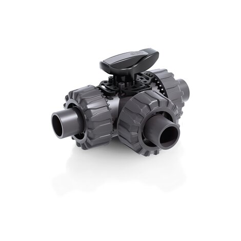 Render della valvola a sfera a 3 vie DUAL BLOCK® TKDDV - DN 10:50 in PVC-U