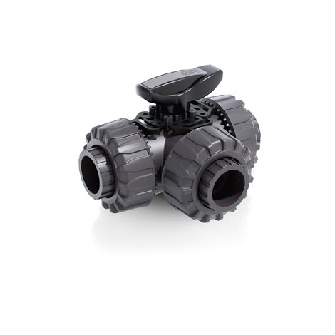 Render della valvola a sfera a 3 vie DUAL BLOCK® LKDLV - DN 10:50 in PVC-U