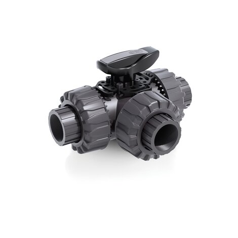 Render della valvola a sfera a 3 vie DUAL BLOCK® TKDNV - DN 10:50 in PVC-U
