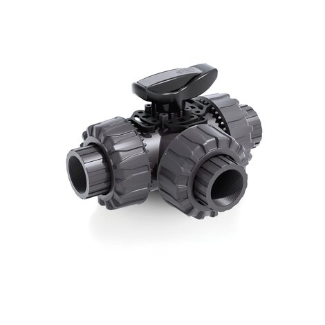 Render della valvola a sfera a 3 vie DUAL BLOCK® LKDNV - DN 10:50 in PVC-U